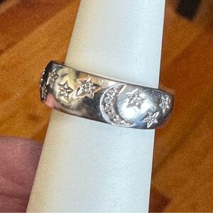 925 Diamond Moon & Stars Ring